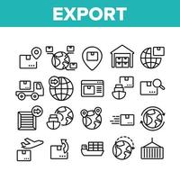 conjunto de iconos de colección logística global de exportación vector