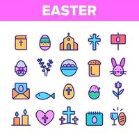 Collection Happy Easter Elements Vector Icons Set