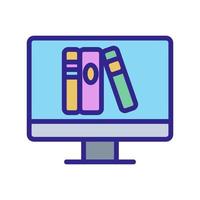 the book on the computer icon vector outline illustration