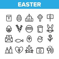 Collection Happy Easter Elements Vector Icons Set