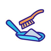 brush and rubbish in dustpan icon vector outline illustration