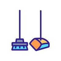 dustpan and brush for housework icon vector outline illustration