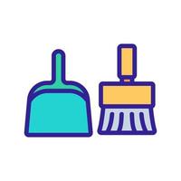 dustpan and brush for sweep dust icon vector outline illustration