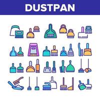 Dustpan And Brush Tool Collection Icons Set Vector