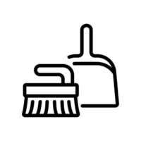 dustpan and brush for dusting icon vector outline illustration