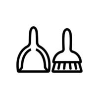 Ilustración de contorno de vector de icono de herramienta doméstica limpiador de recogedor y cepillo