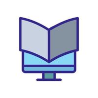 reading on the computer icon vector outline illustration