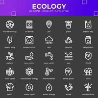 paquete de iconos de ecología con color negro vector