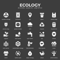 paquete de iconos de ecología con color negro vector