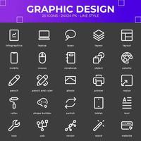 paquete de iconos de diseño gráfico con color negro vector