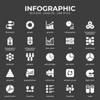 paquete de iconos de infografía con color negro vector