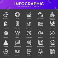 paquete de iconos de infografía con color negro vector