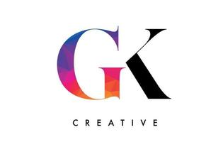 GK Letter Design with Creative Cut and Colorful Rainbow Texture vector