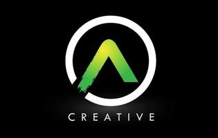 un diseño de logotipo de letra de pincel blanco verde. logotipo de icono de letras cepilladas creativas. vector
