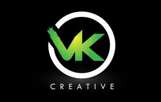 VK Green White Brush Letter Logo Design. Creative Brushed Letters Icon Logo. vector