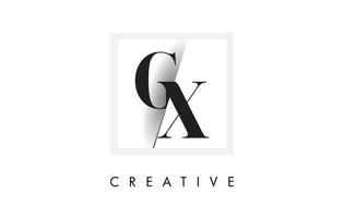 Diseño de logotipo de letra serif gx con corte intersectado creativo. vector