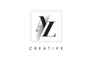 AZ Serif Letter Logo Design with Creative Intersected Cut. vector