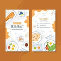 Breakfasts Card Vertical Template Flat Cartoon Background Vector Illustration