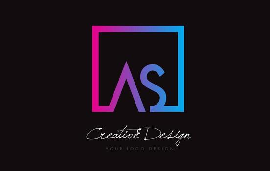AS Square Frame Letter Logo Design with Purple Blue Colors. vector