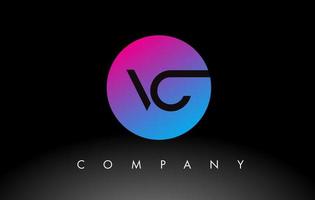 VC Letter Logo Design Icon with Purple Neon Blue Colors and Circular Design vector