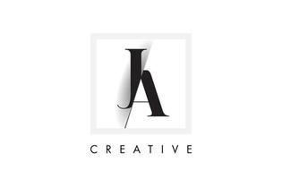 Diseño de logotipo de letra ja serif con corte cruzado creativo. vector
