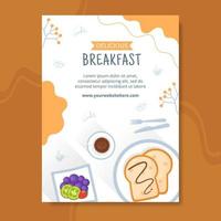 Breakfasts Poster Template Flat Cartoon Background Vector Illustration