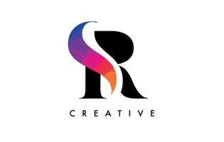 SR Letter Design with Creative Cut and Colorful Rainbow Texture vector