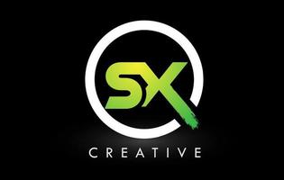 SX Green White Brush Letter Logo Design. Creative Brushed Letters Icon Logo. vector