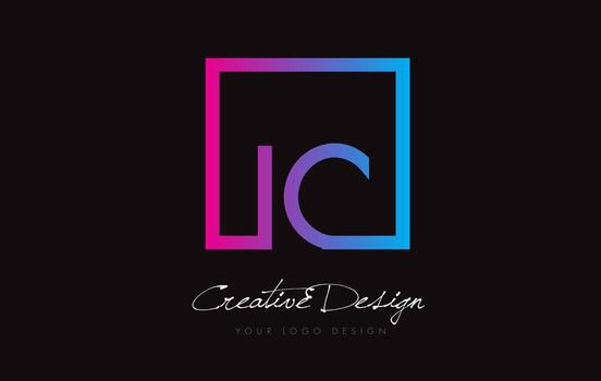 IC Square Frame Letter Logo Design with Purple Blue Colors. vector