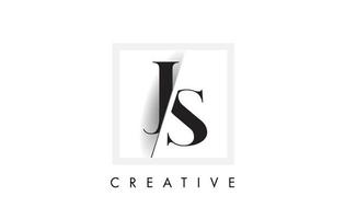 JS Serif Letter Logo Design with Creative Intersected Cut. vector