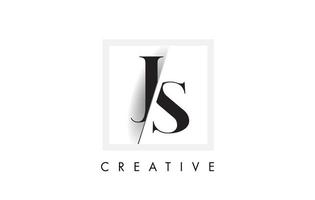 JS Serif Letter Logo Design with Creative Intersected Cut. vector