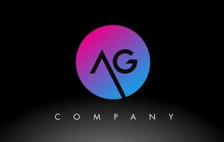 AG Letter Logo Design Icon with Purple Neon Blue Colors and Circular Design vector