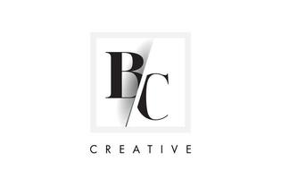 Diseño de logotipo de letra bc serif con corte cruzado creativo. vector