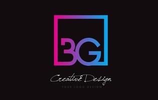 BG Square Frame Letter Logo Design with Purple Blue Colors. vector