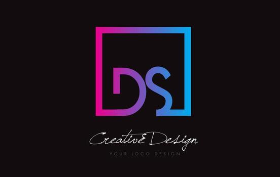 DS Square Frame Letter Logo Design with Purple Blue Colors. vector