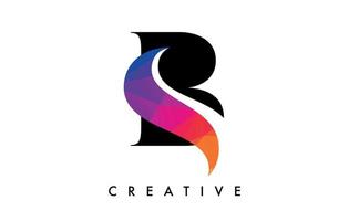SB Letter Design with Creative Cut and Colorful Rainbow Texture vector