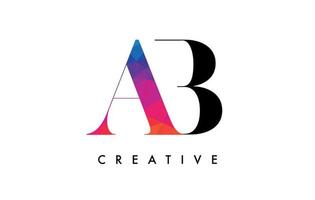 AB Letter Design with Creative Cut and Colorful Rainbow Texture vector