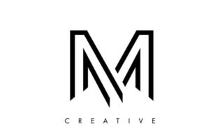 M Letter Logo Monogram with Black and White Lines and Minimalist Design Vector