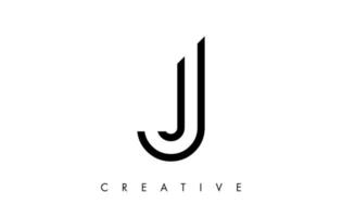 monograma del logotipo de la letra j con líneas en blanco y negro y vector de diseño minimalista