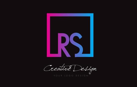 RS Square Frame Letter Logo Design with Purple Blue Colors. vector