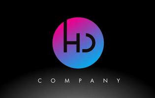 icono de diseño de logotipo de letra hd con colores azul neón púrpura y diseño circular vector