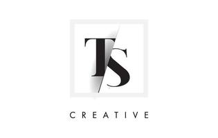 TS Serif Letter Logo Design with Creative Intersected Cut. vector