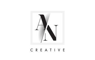 AN Serif Letter Logo Design with Creative Intersected Cut. vector