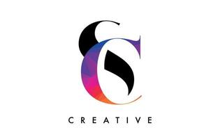 CS Letter Design with Creative Cut and Colorful Rainbow Texture vector