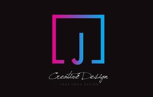 J Square Frame Letter Logo Design with Purple Blue Colors. vector
