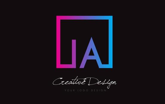 IA Square Frame Letter Logo Design with Purple Blue Colors. vector