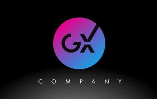 GX Letter Logo Design Icon with Purple Neon Blue Colors and Circular Design vector