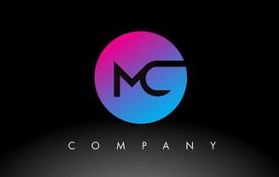 MC Letter Logo Design Icon with Purple Neon Blue Colors and Circular Design vector