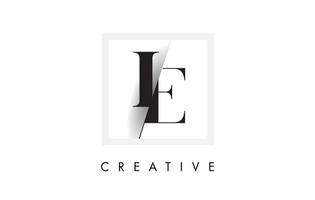 IE Serif Letter Logo Design with Creative Intersected Cut. vector