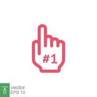 Number 1 foam glove icon. Simple outline style. Fan logo hand with finger up. Thin line vector illustration isolated on white background. EPS 10.